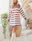 Striped Turtleneck Sweater Dress