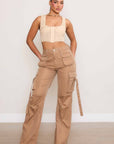 Women's Mid Rise Cargo Pants Khaki Pants