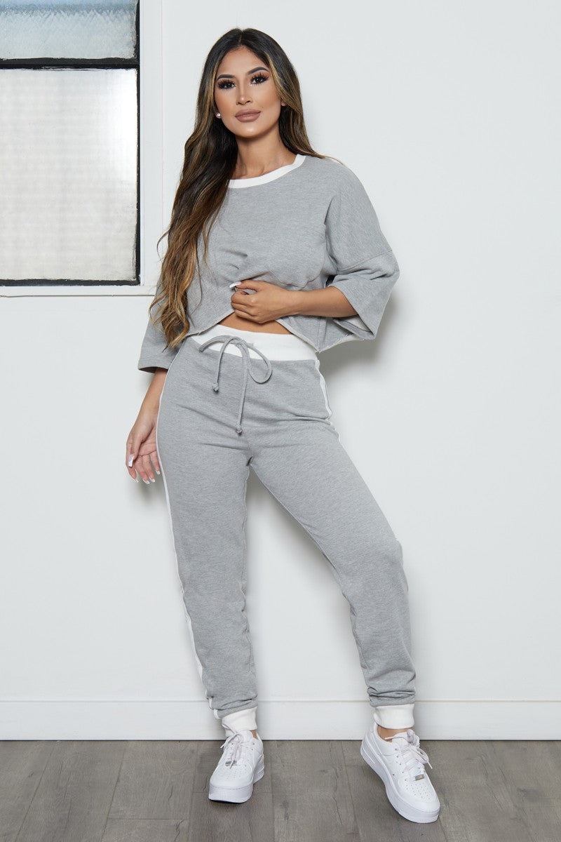 Oversized Crop Tee and Jogger Set