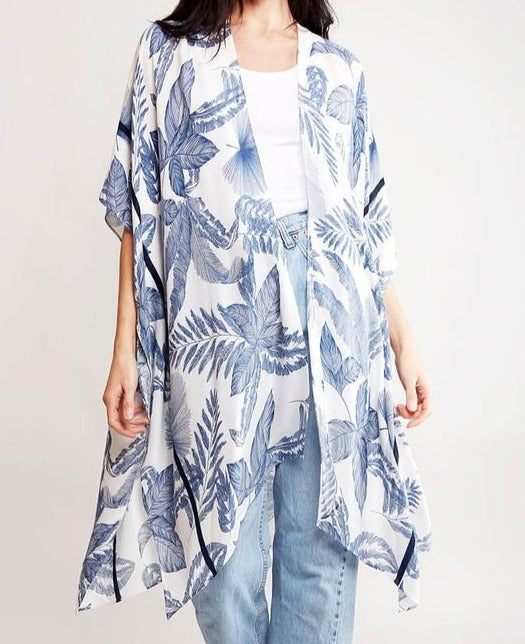 Women&#39;s Leaves Print Cover Up Kimono