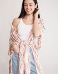 Floral & Ripple Print Cover Up Kimono