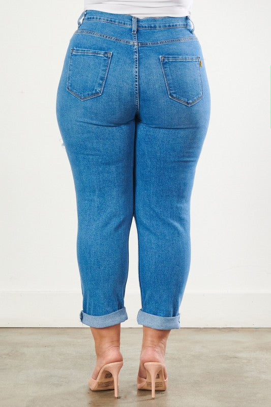 Plus Size Distressed Boyfriend Jeans