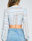 Tie Front Long Sleeve Crop Top