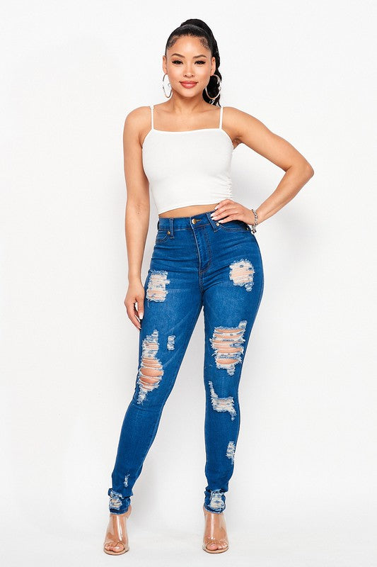 Distressed Front Skinny Jeans