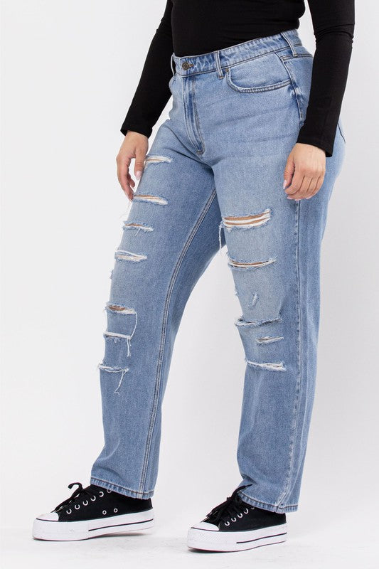 Distressed Plus Size Boyfriend Jeans