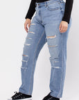 Distressed Plus Size Boyfriend Jeans