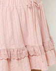 Floral Textured Lace Trim Skirt