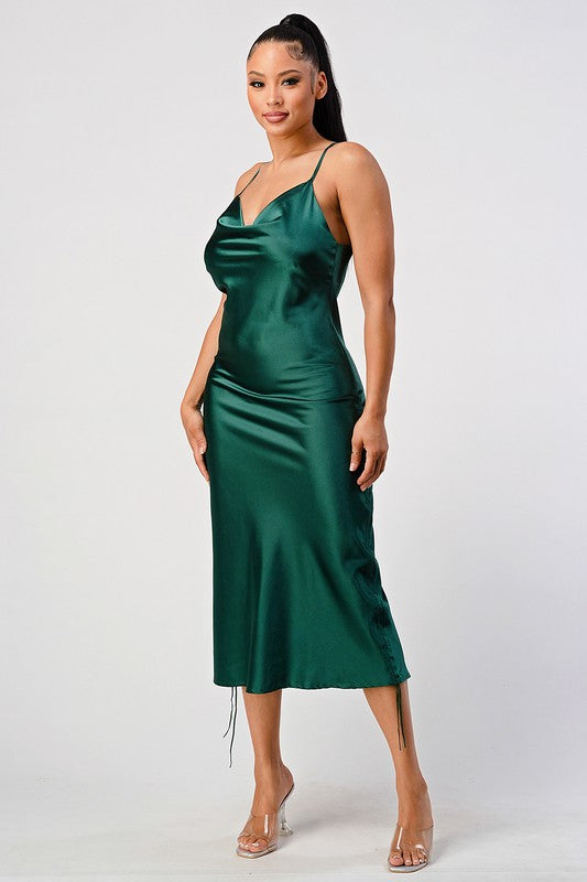 Satin Cowl Neck Dress L / Burgundy Satin Cowl Neck Dress L / Burgundy