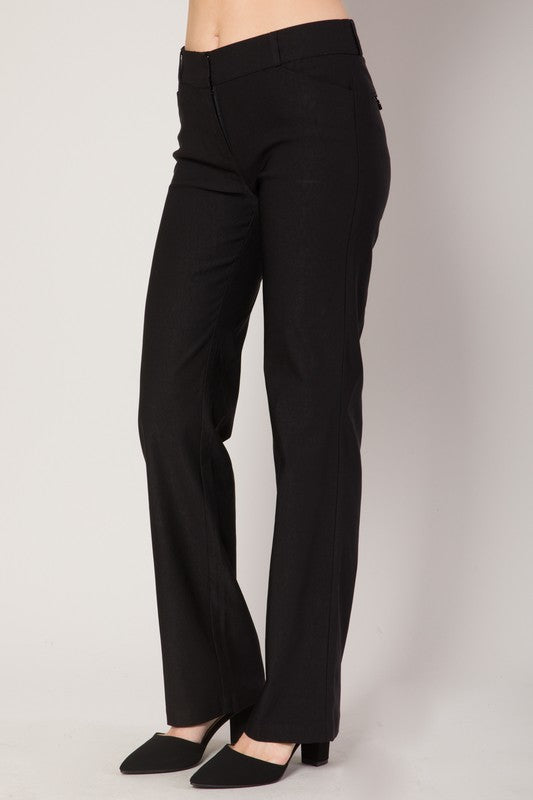 boot cut dress pants women Xflwam Women's Stretch Dress Pants Casual Work Slacks Business Pants with Pockets Flared Straight Leg Bootcut Trousers for Office Black S