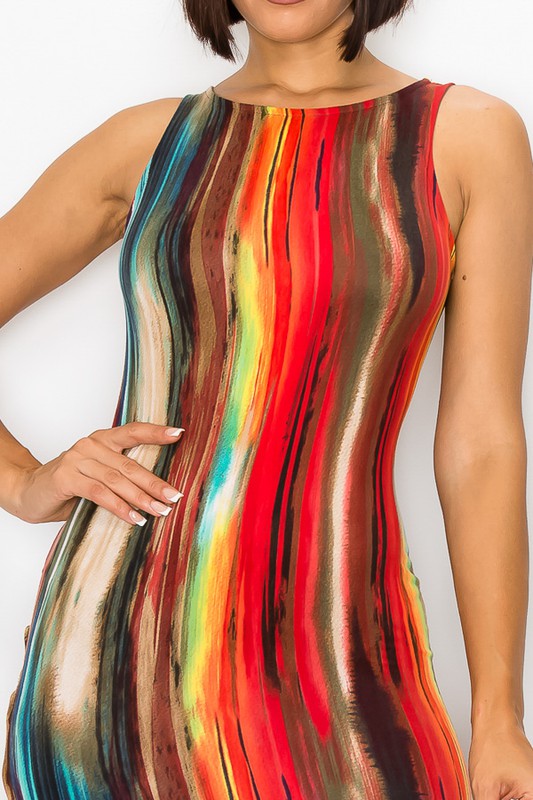 Multicolor Side Split Maxi Dress