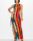 Multicolor Side Split Maxi Dress
