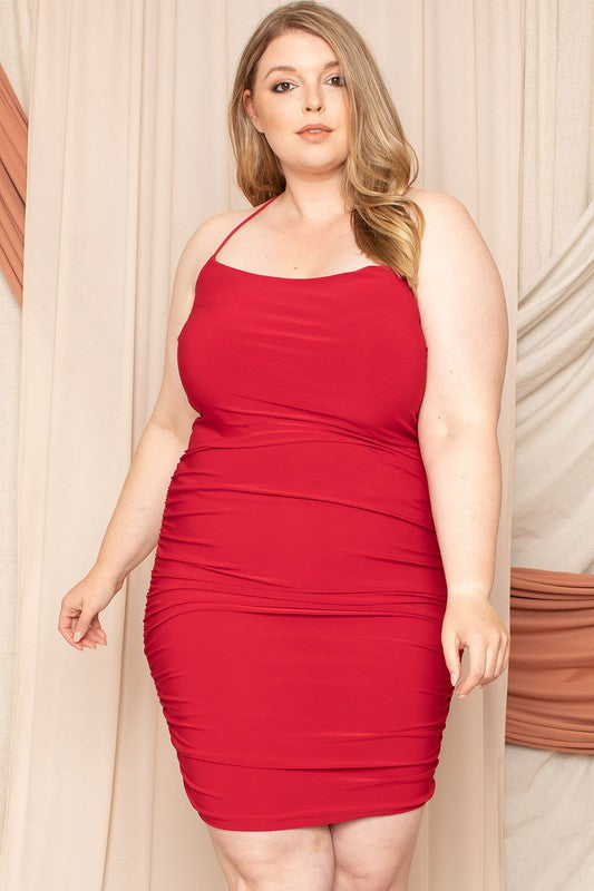 Plus Size Strappy Back Mini Dress 2X / Red Plus Size Strappy Back Mini Dress 2X / Red