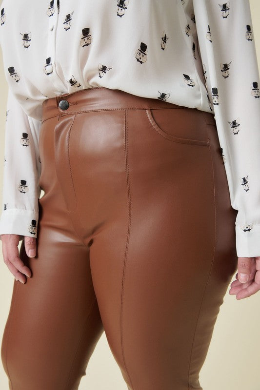 Plus Size Faux Leather Pants
