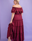 Plus Size Off The Shoulder Ruffled Maxi Dress