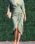 Ruched Wrap Dress