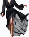 Long Sleeve Belted Maxi Dress