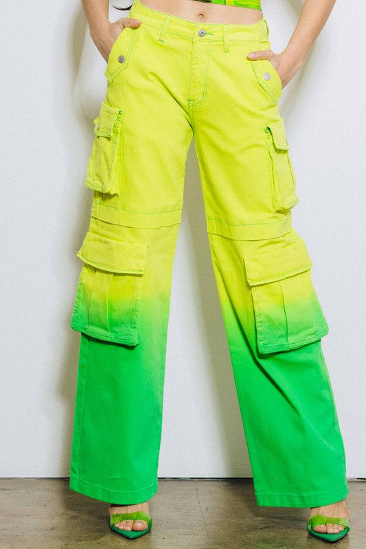 Ombre Mid Rise Cargo Pants