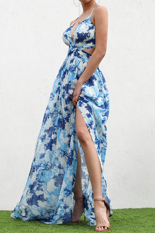 Strappy Back Printed Maxi Dress