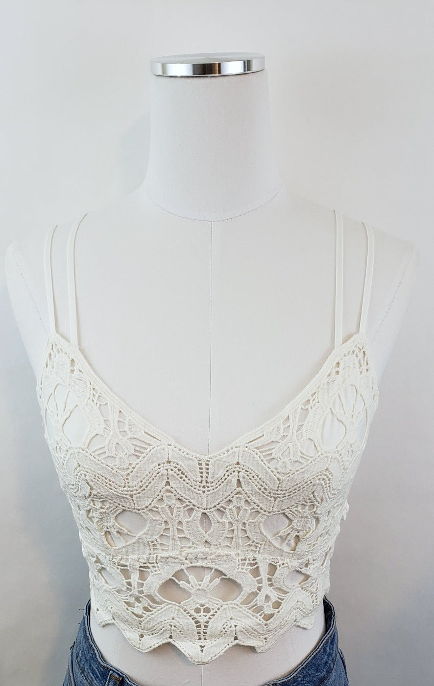 Crochet Embroidered Lace Bralette