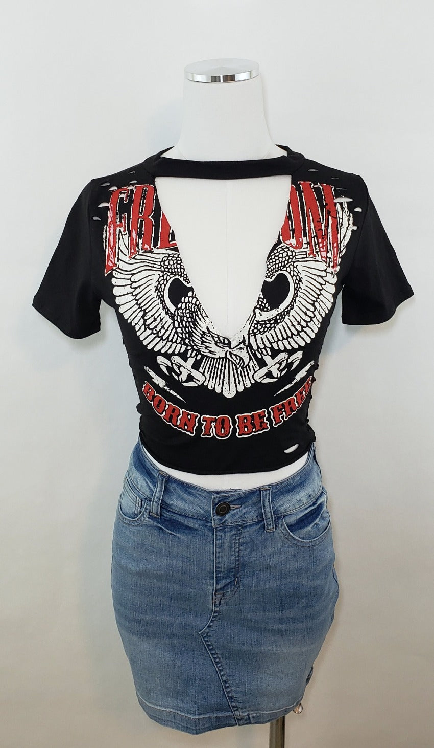 Born To Be Free Distressed Crop Top