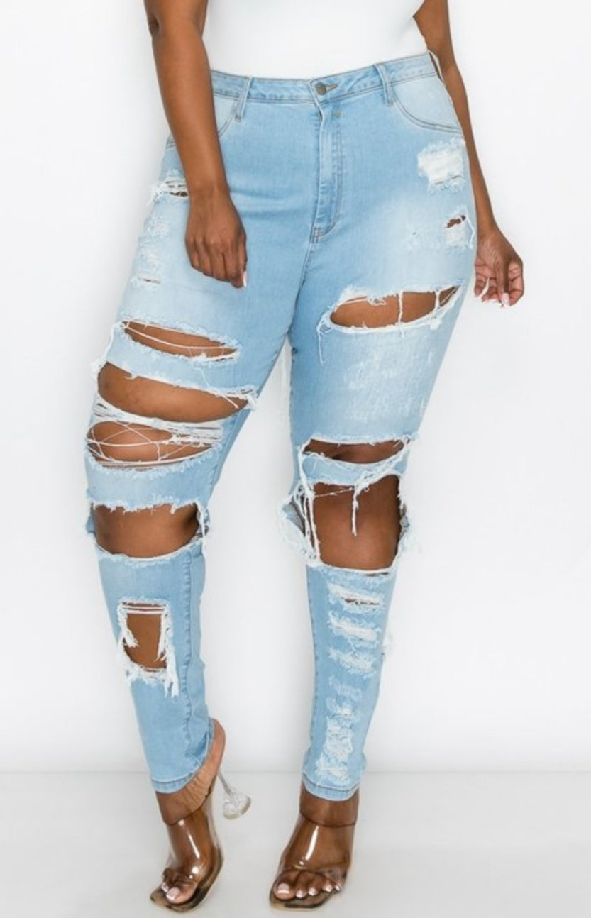 Front Distressed Denim Jeans