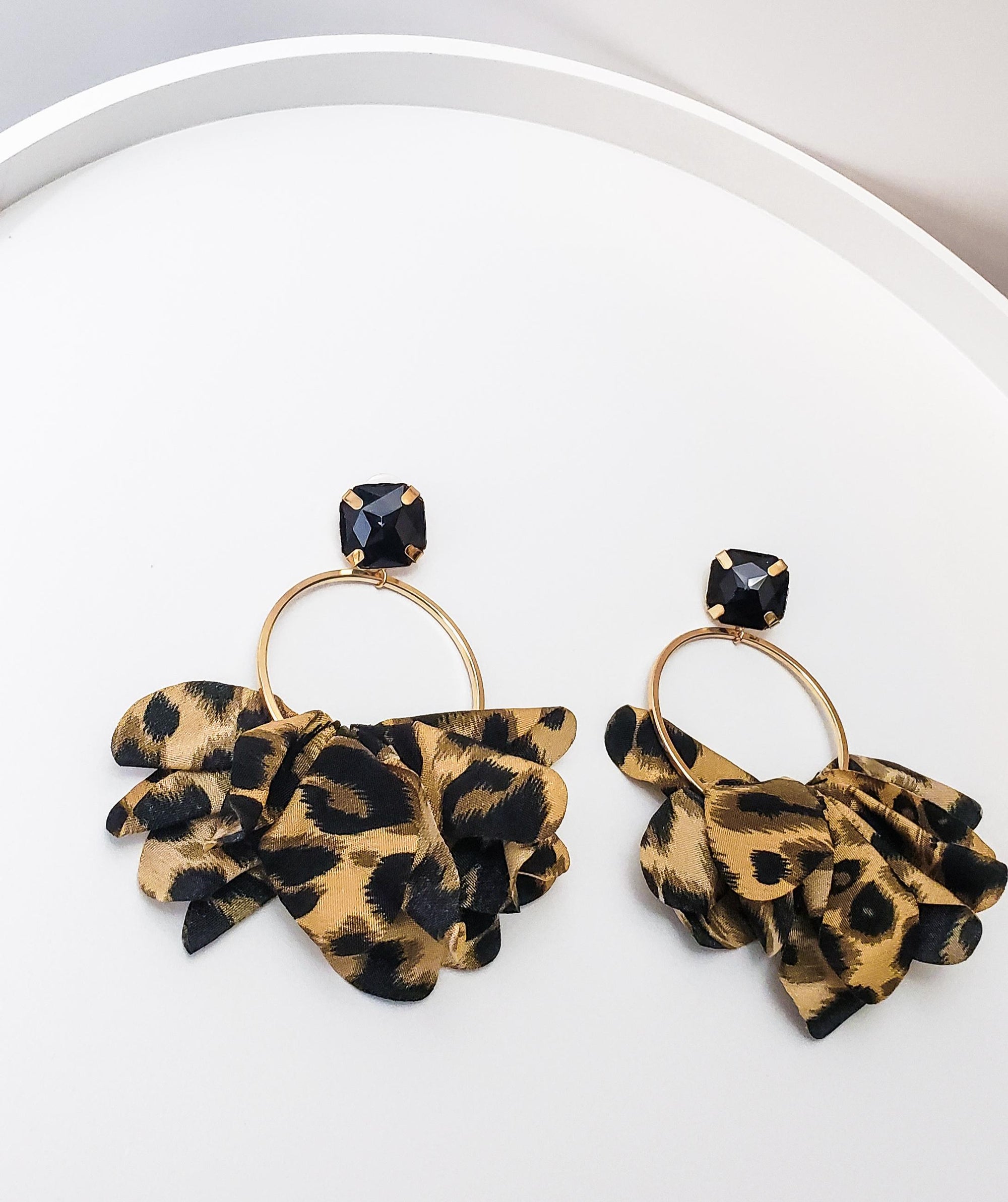 Rhinestone Leopard Earrings