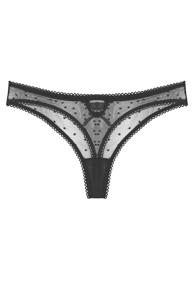 Dotted Stretch Mesh Thong
