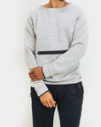 Crew Neck Pullover with Zippered Front Pocket