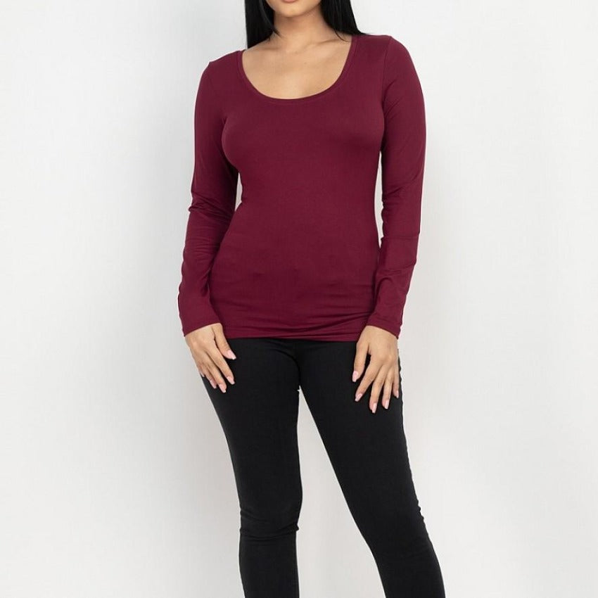 Long Sleeve Fitted Casual Top