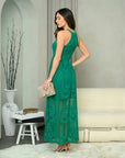Sleeveless Lace Overlay Maxi Dress