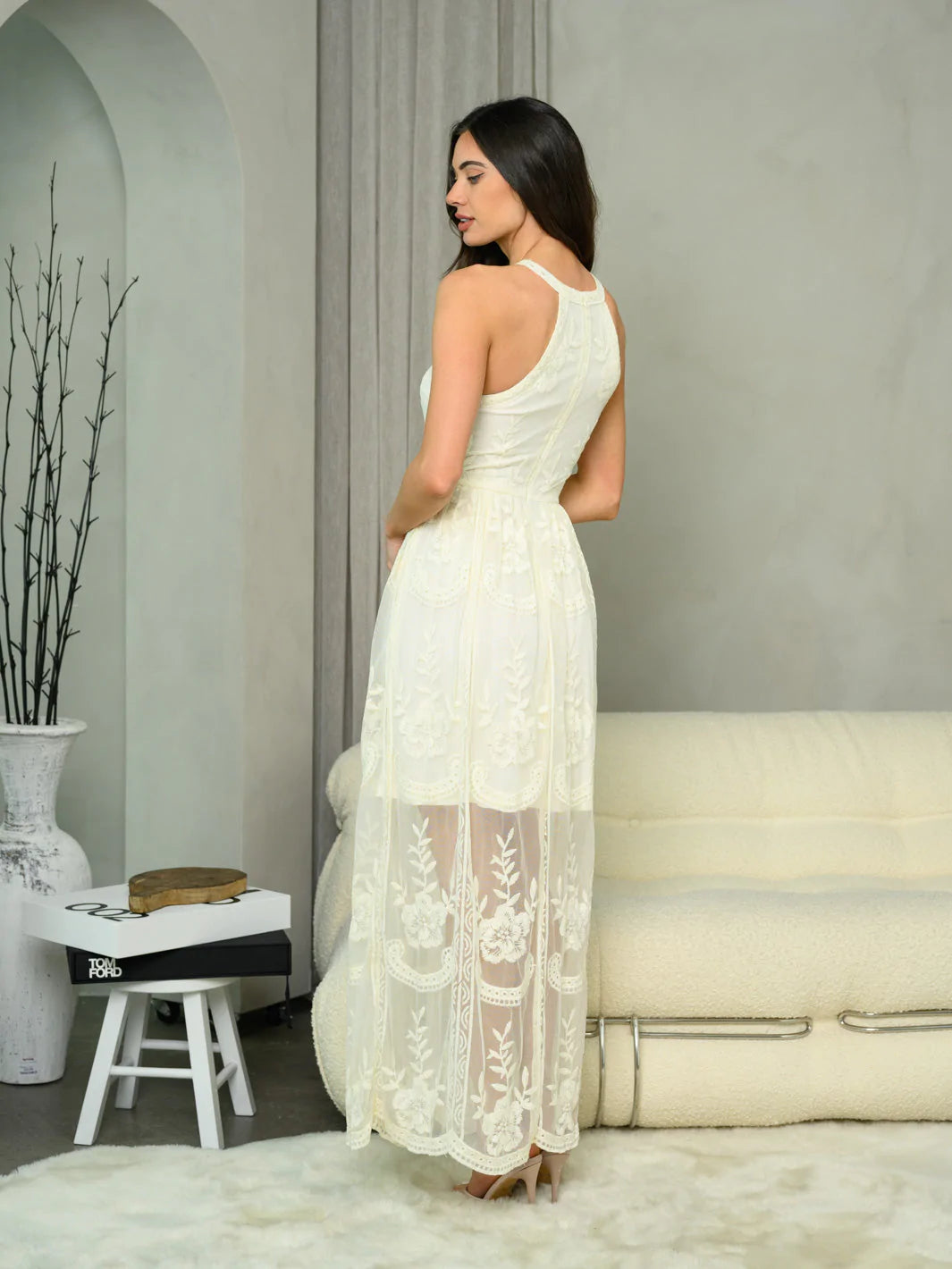 Sleeveless Lace Overlay Maxi Dress Dominique Nicole Boutique