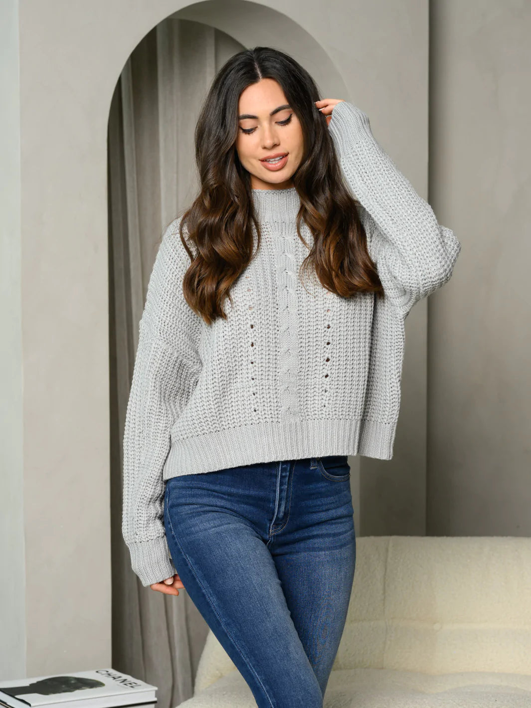 Women&#39;s Long Sleeve Mock Neck Sweater