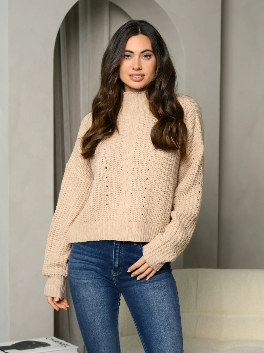 Women&#39;s Long Sleeve Mock Neck Sweater