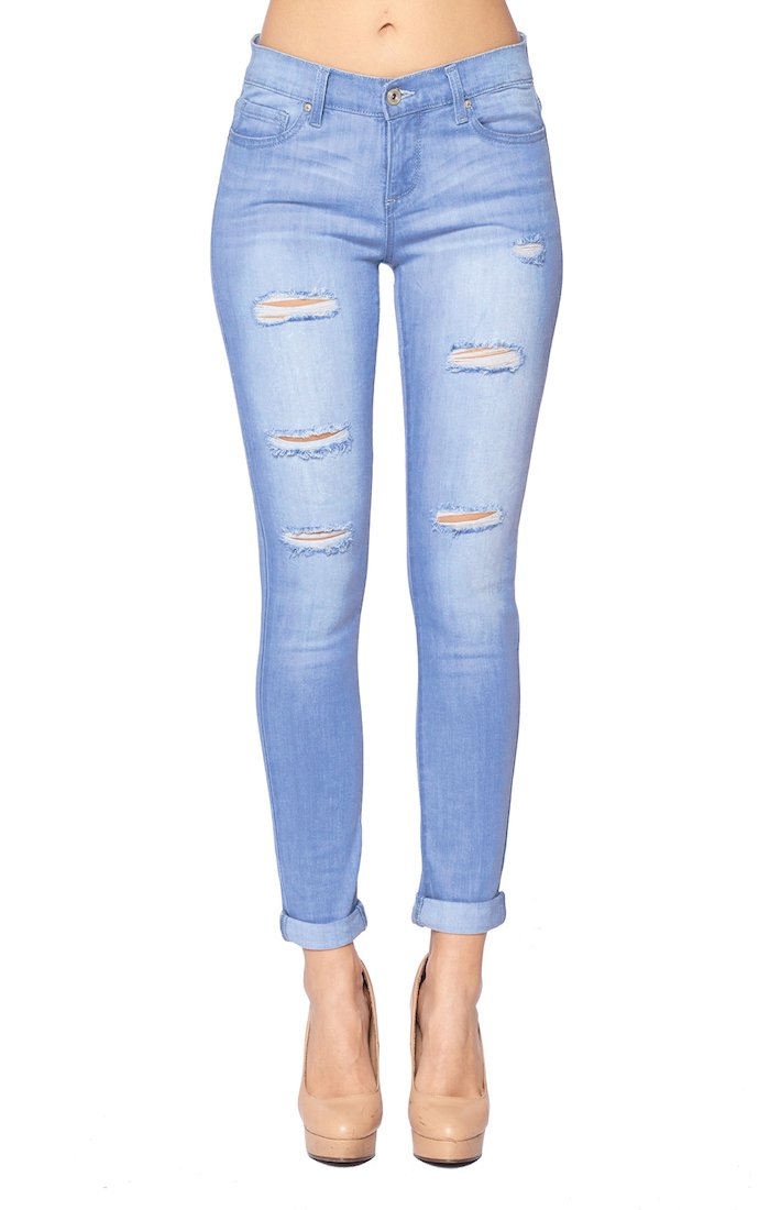Ripped Folded Skinny Jeans