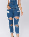 Cut Out Denim Overalls