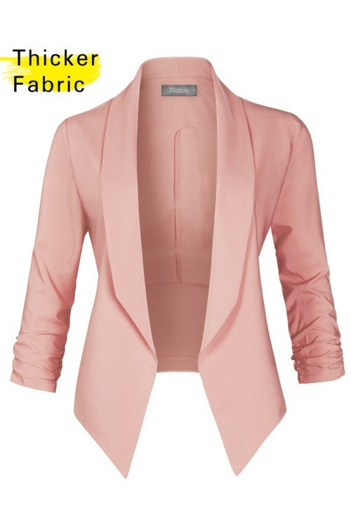 Thick 3/4 Sleeve Solid Blazer